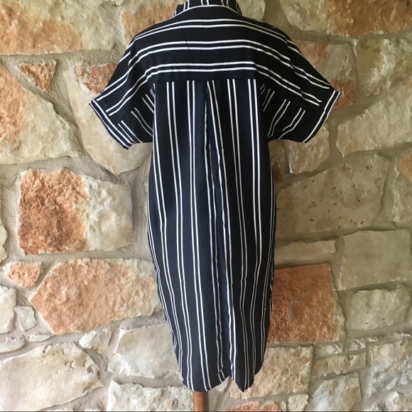The Addison Black and White Striped Shirt Dress - Picture 8 of 8